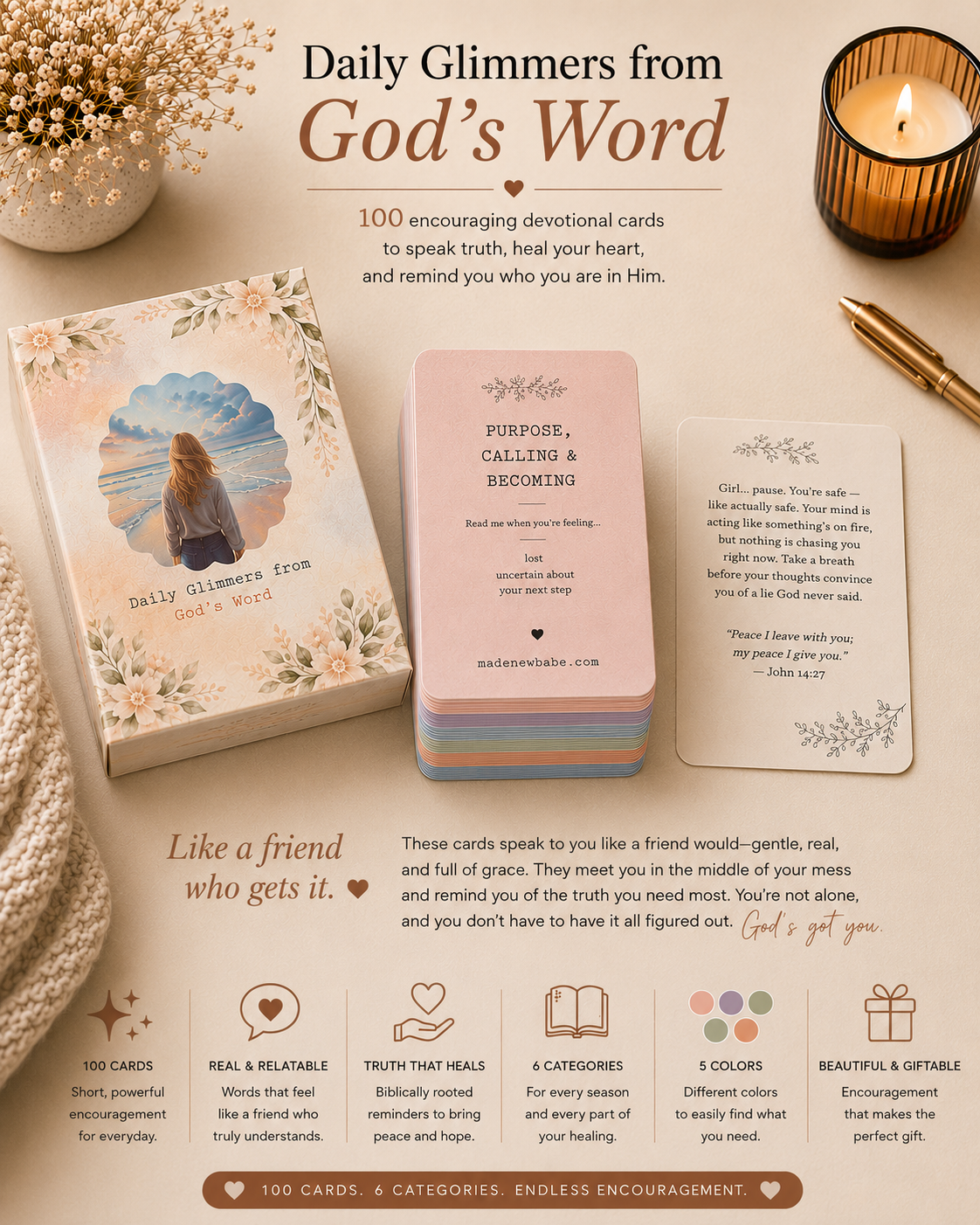 "Daily glimmers from God's word" Bible verse encouragement cards